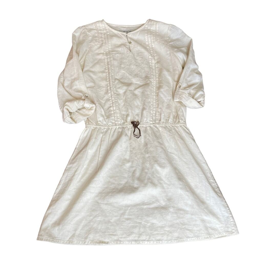 Massimo Dutti Girls Ivory Dress Lined Long Sleeve Size 13-14 Years